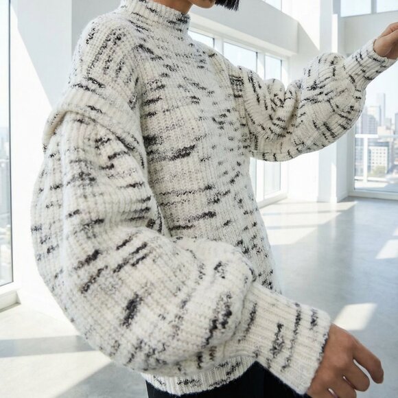 $258 VARLEY Belgrave Sweater dramatic puffy sleeves plush soft statement M - Picture 3 of 15